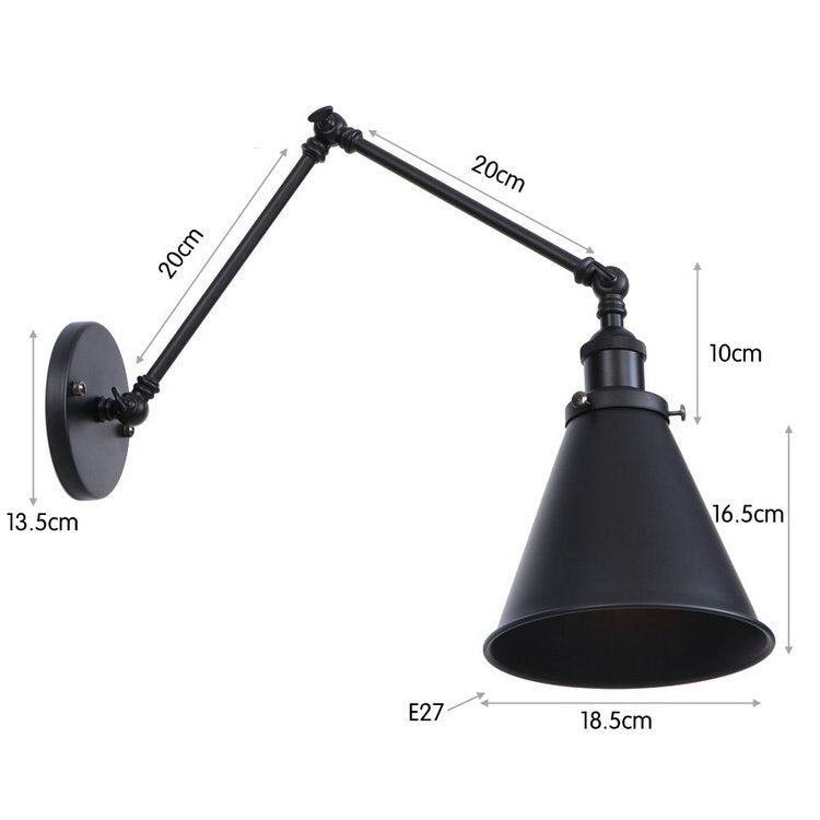 SkandiShop Adjustable Wall Lamp Sconce Iron Loft